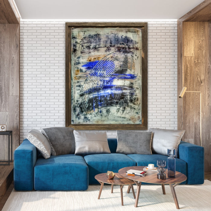 Blue Stike, Abstract Wall Art - Blue and White Wall Art | Blue and Grey Wall Art